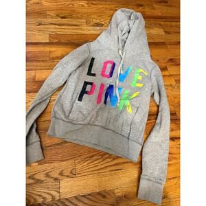 Grey Pink/Victoria Secret Zip Up Jacket Rainbow logo